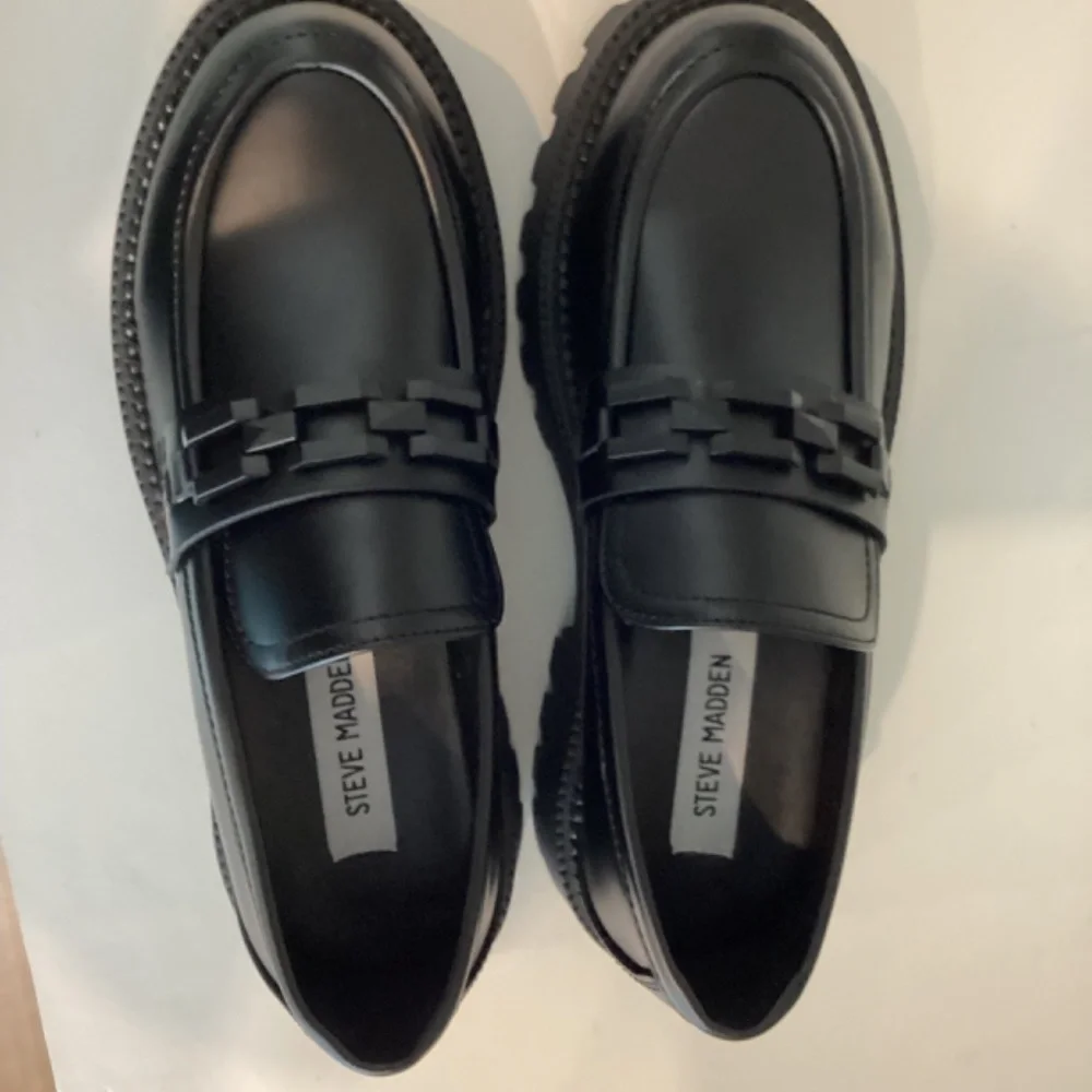 Steve Madden Women's Loafer Chunky Platform Black Leather All Sizes - Picture 9 of 12